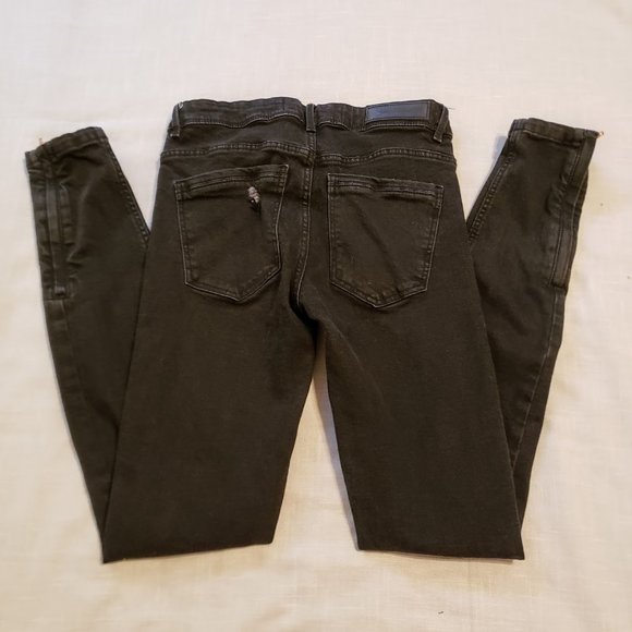 ZARA Skinny Jeans, Black Distressed Ankle Zip, 2 - Picture 4 of 14